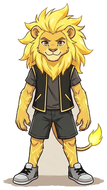 Lumio, le compagnon lion de l'application.