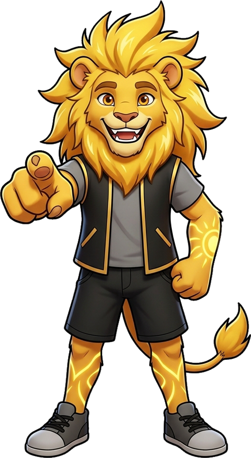 Lumio, le compagnon lion de l'application.